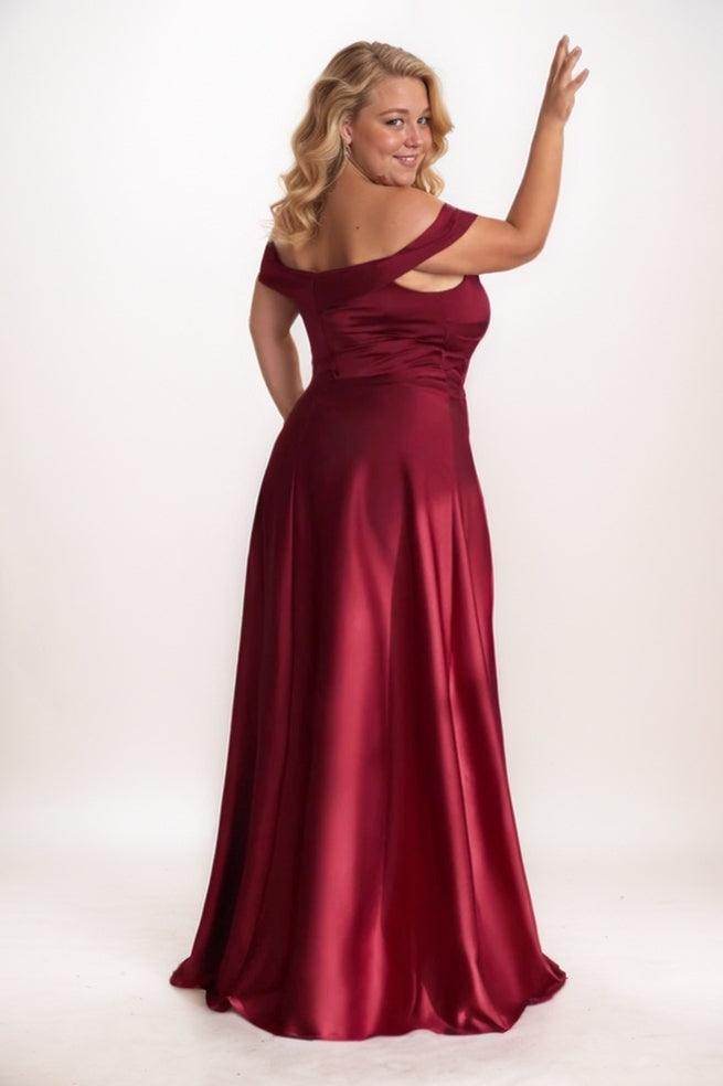 A-Line Maxi Luxe Satin Bridesmaid Dress CB0752 - COCOMELODY